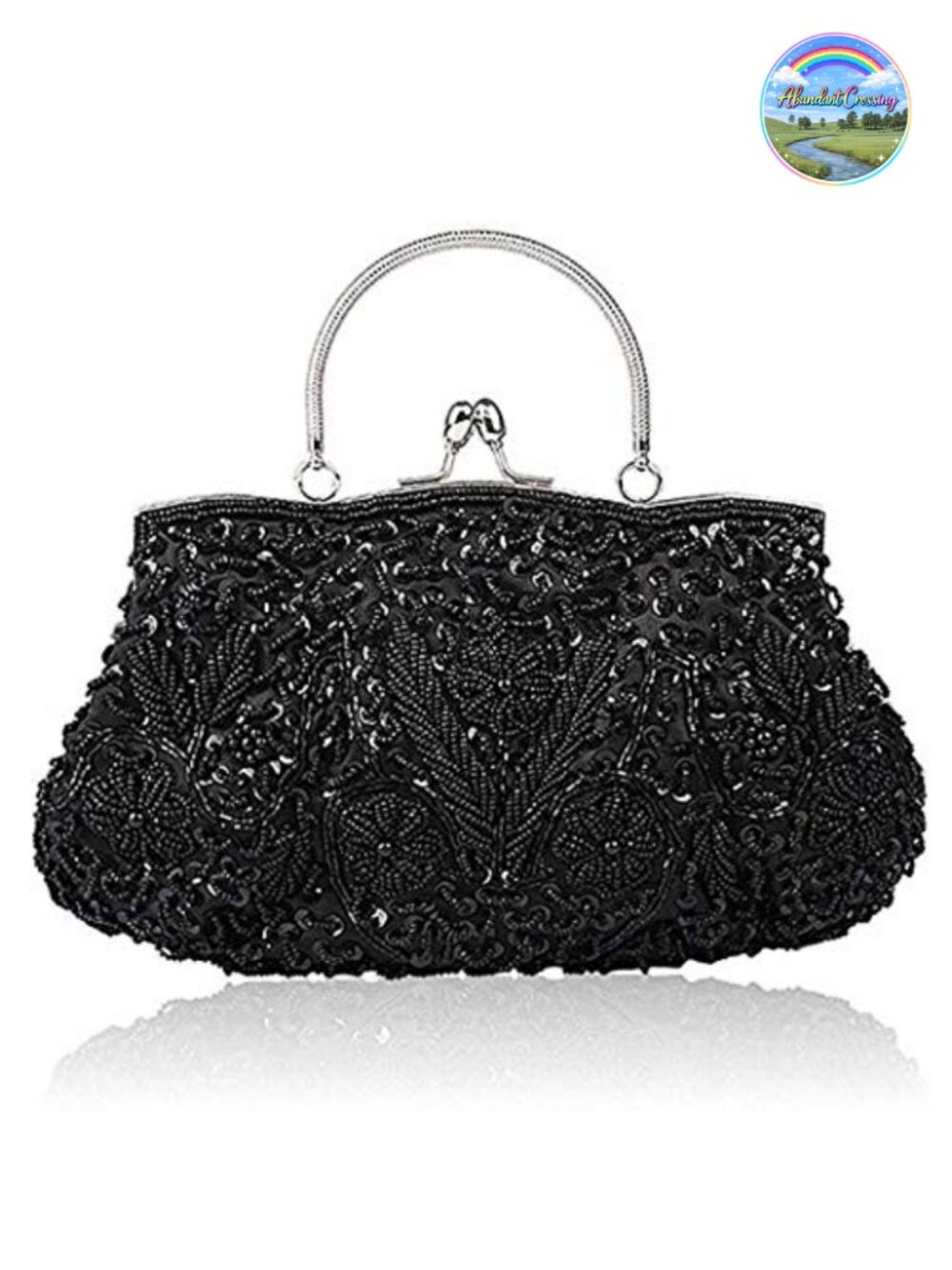 Beaded Sequin Flower Evening Clutch Womens Formal Handbag
